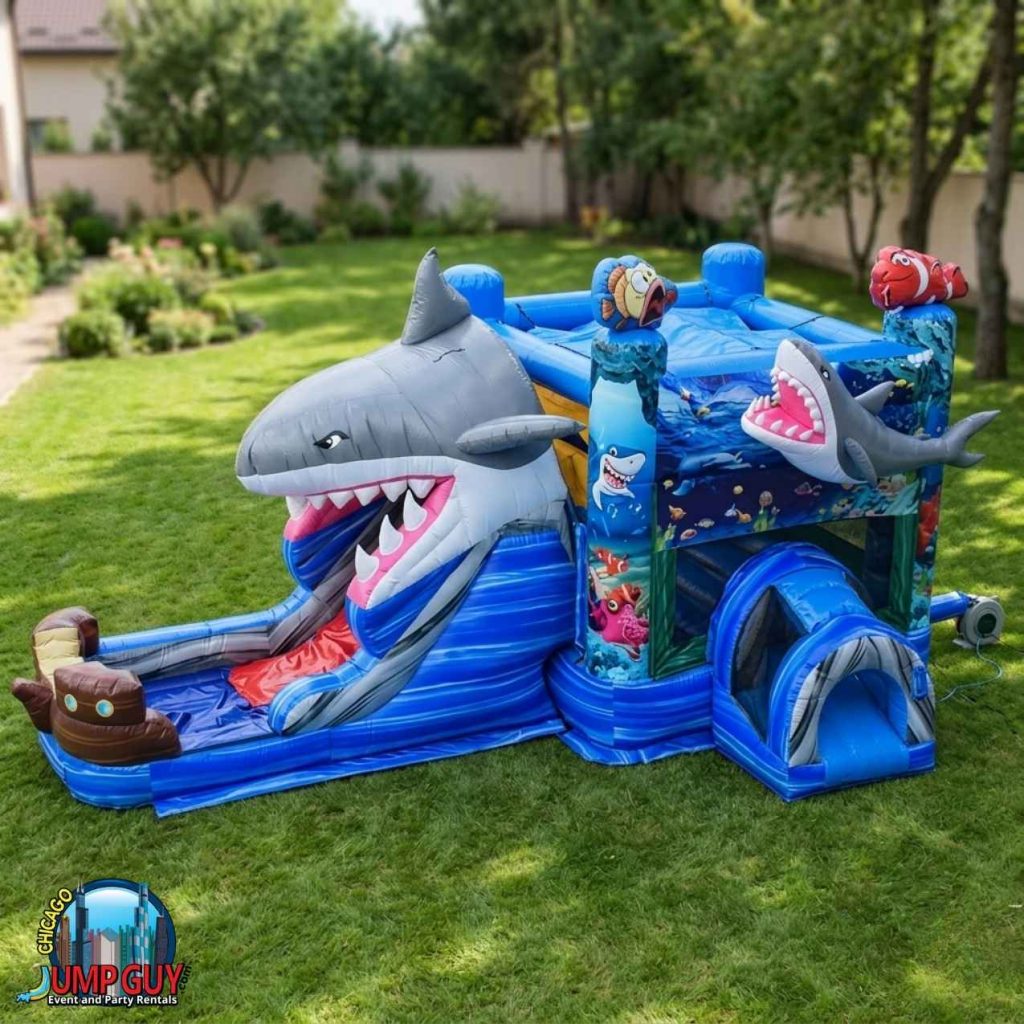 Great White Shark Bounce Slide WET rental for Lake Forest IL events in ZIP code 60045